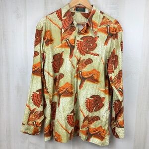 VTG 1970s Resilio Shirtmaker Men’s Long Sleeve Button Up Shirt Birds Hawks XL